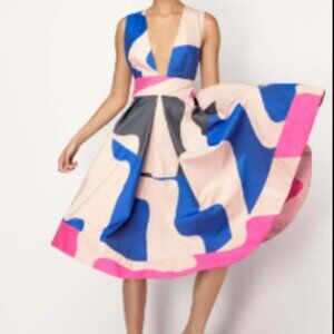 Milly Swirl Jacquard Crossback Tea Dress